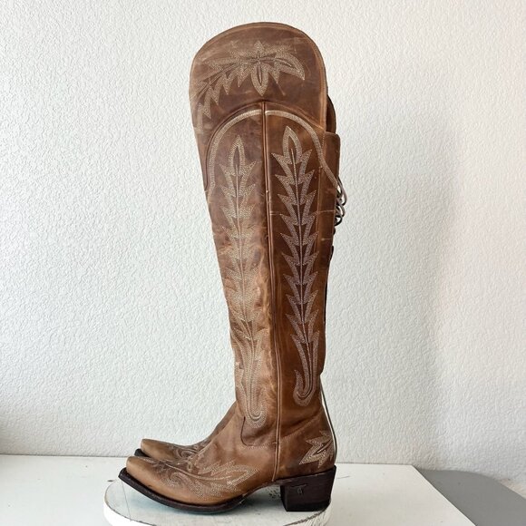 Lane LEXINGTON Over the Knee Womens Cowboy Boots 9 Brown Western Cowgirl Tall - Picture 4 of 12
